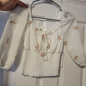 100% Cotton Floral Peasant Top